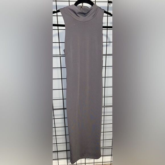 Lulus grey bodycon mock turtleneck sleeveless midi dress NWT - Picture 1 of 12